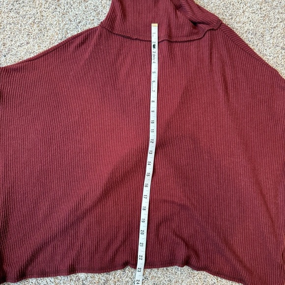BKE Buckle Brushed Knit Ribbed Turtleneck Red Rust Color Size Small Open Back - Picture 9 of 11